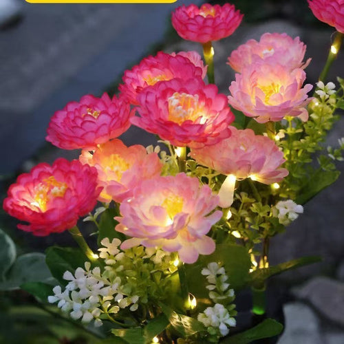 Solarbetriebener lebensechter Blumen-Gartenstecker mit Multi-Kopf-LED-Cluster und wasserdichtem Dämmerungssensor