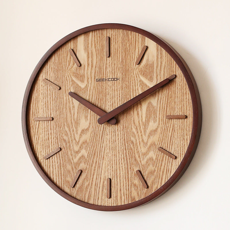 Minimalistische, leise Wanduhr aus Holz, 12 Zoll