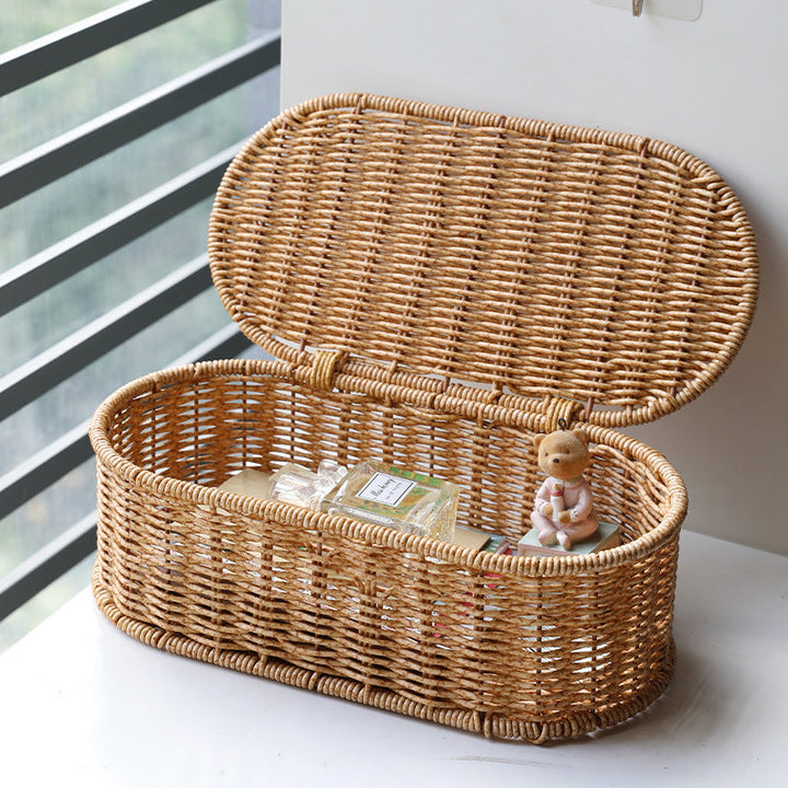 Handgemachter ovaler Rattan-Aufbewahrungskorb Skanto