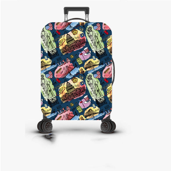 Unisex robuster Hartschalen-Trolley mit nostalgischem Eisenbahn-Collage-Print, 360-Grad-Schwenkrollen und ausziehbarem Teleskopgriff Skanto