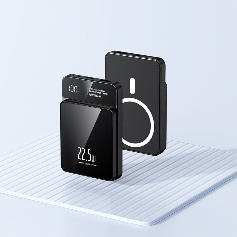 Tragbare Powerbank mit kabelloser Ladefunktion und digitaler Temperaturanzeige Skanto