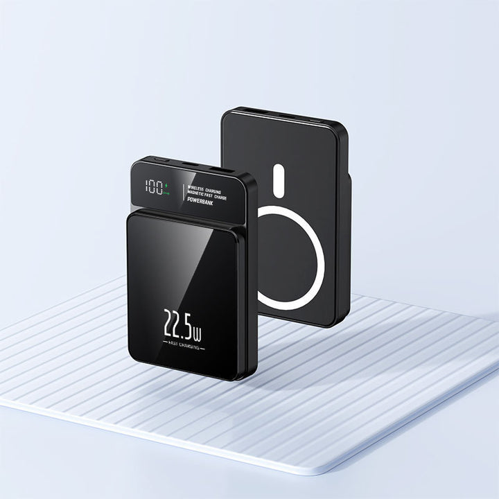 Tragbare Powerbank mit kabelloser Ladefunktion und digitaler Temperaturanzeige Skanto