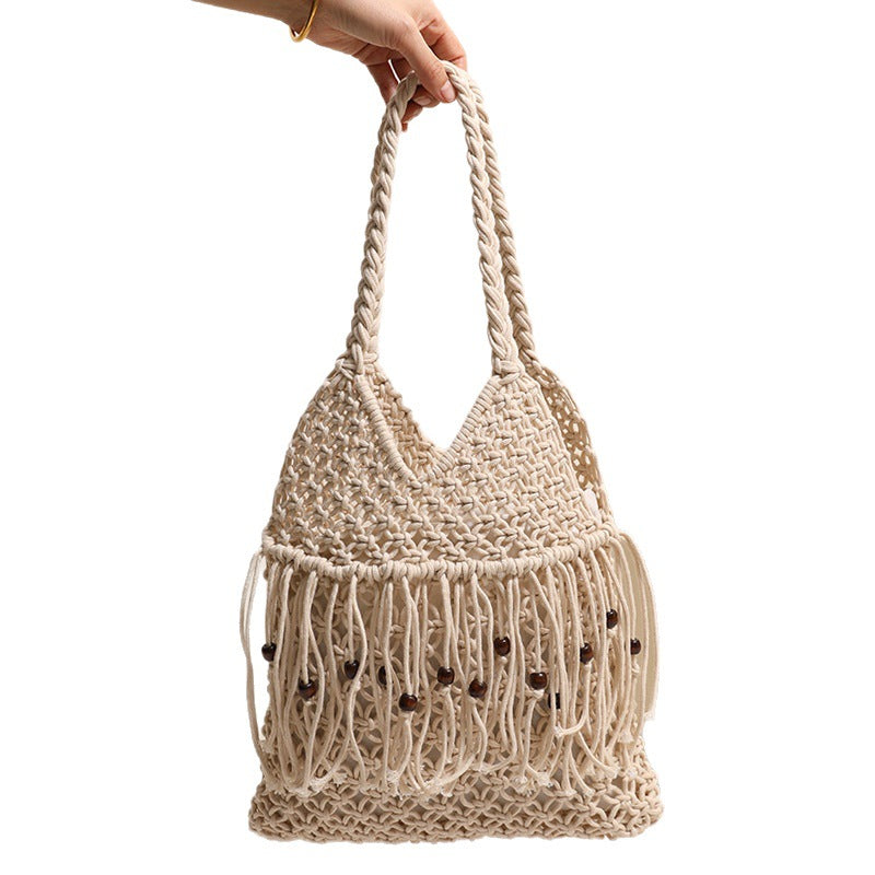 Gehäkelte Strandtasche mit Fransen-Details Skanto