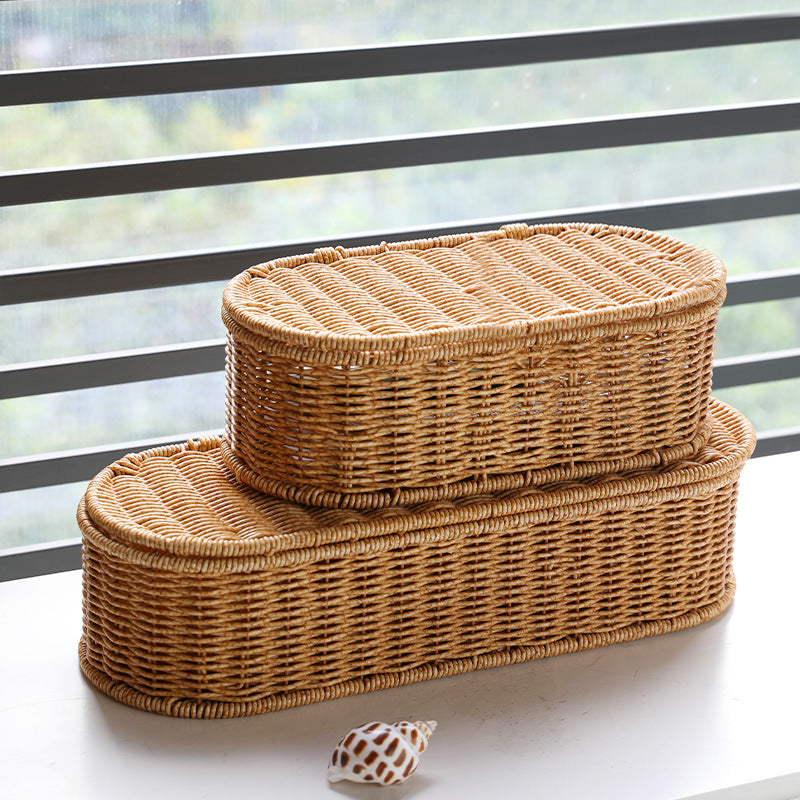 Handgemachter ovaler Rattan-Aufbewahrungskorb Skanto