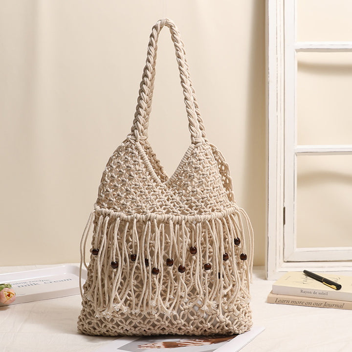 Gehäkelte Strandtasche mit Fransen-Details Skanto