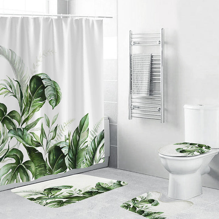 Badezimmer-Set mit tropischem Blätterdruck Skanto