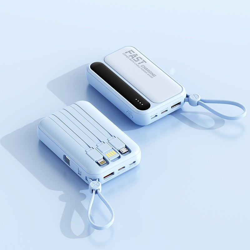 Tragbare Powerbank mit integrierten Schnellladeanschlüssen und Multifunktionskabel Skanto