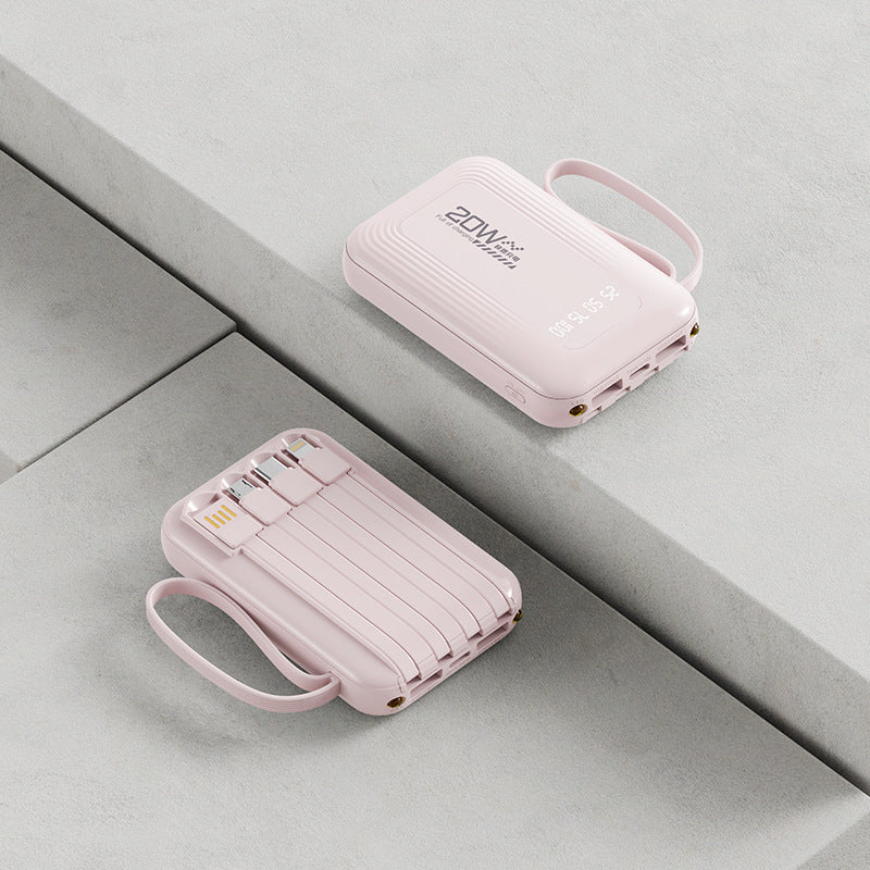 Tragbare Powerbank mit integriertem Kabelsystem und LED-Anzeige Skanto