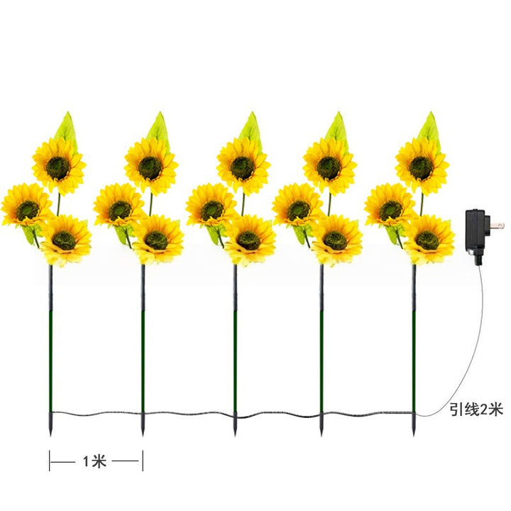 Solarbetriebene Outdoor-Gartensteckerleuchten mit realistischen Sonnenblumen und wasserdichtem Solarregler Skanto