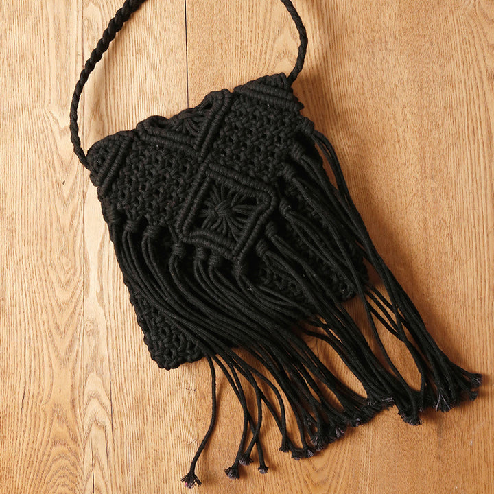 Makramee-Crossover-Tasche mit eleganten Fransen Skanto