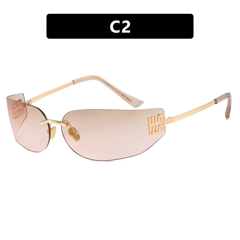 Damen futuristische Designer-Sonnenbrille mit ungewöhnlichem Rahmen und UV-Schutz Skanto
