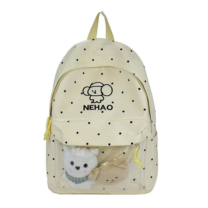 Rucksack Skanto mit transparenter Front und Polka Dots