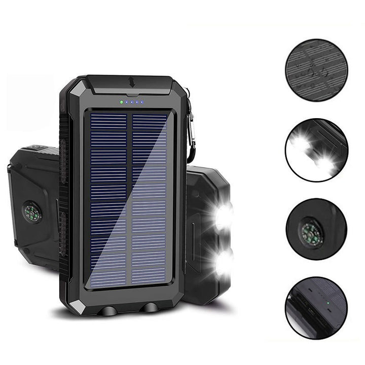 Solar Powerbank mit integriertem LED-Licht und Kompass Skanto