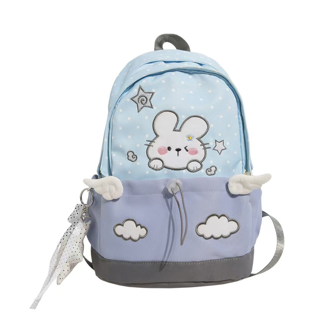 Verspielter Schulrucksack mit Hasenmotiv Skanto