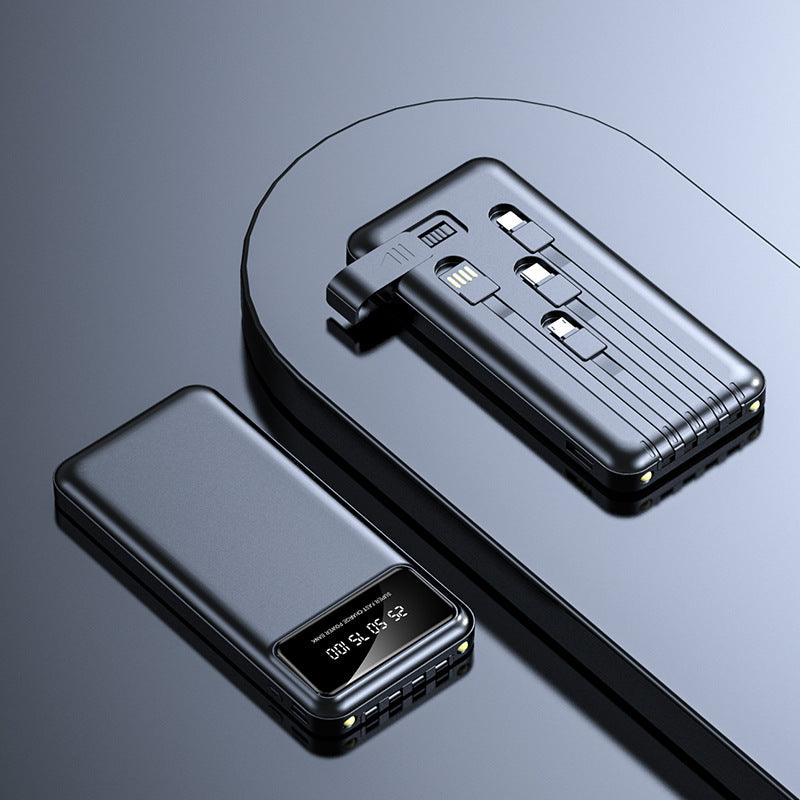 Multifunktions-Powerbank mit integriertem Ladekabel und Digitalanzeige Skanto