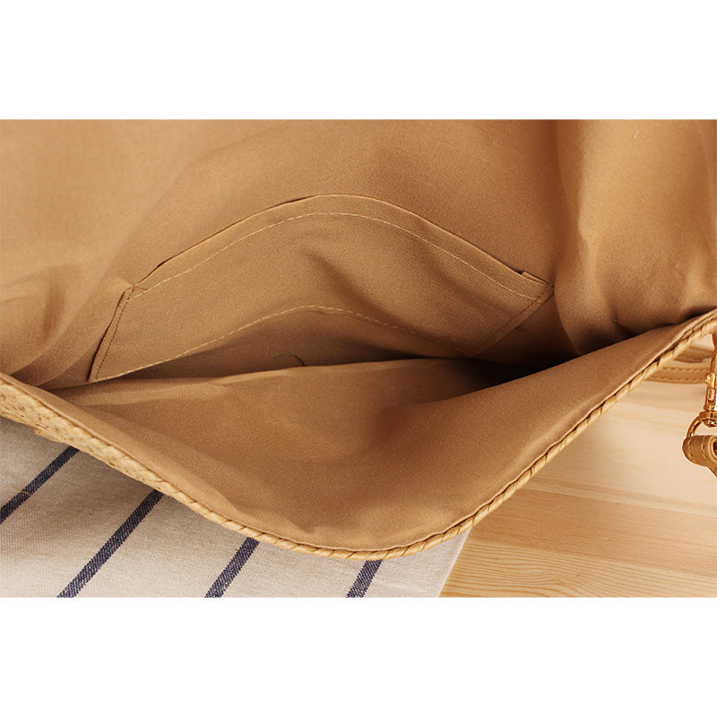 Schultertasche aus gewebtem Naturmaterial mit originellem Wellenmuster Skanto