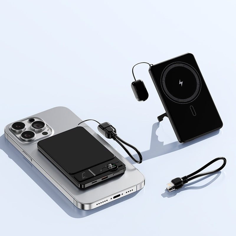 Tragbare Powerbank mit integrierter kabelloser Ladetechnologie und Dual-Schnellladefunktion Skanto