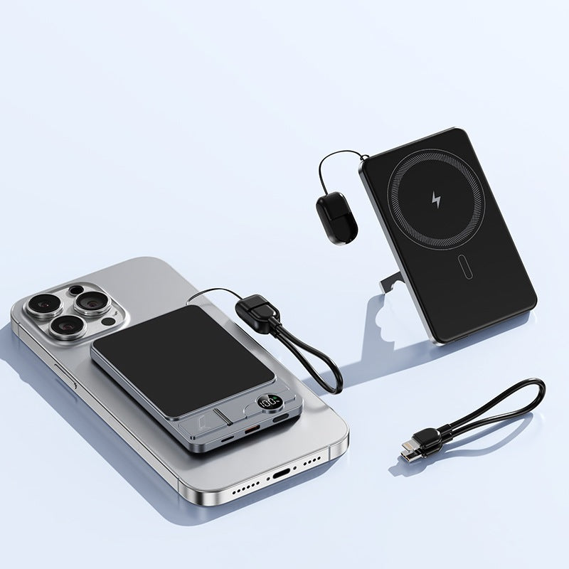 Tragbare Powerbank mit integrierter kabelloser Ladetechnologie und Dual-Schnellladefunktion Skanto