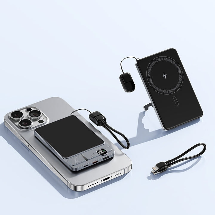 Tragbare Powerbank mit integrierter kabelloser Ladetechnologie und Dual-Schnellladefunktion Skanto