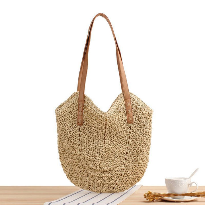 Große Strohtasche mit Lederakzenten Skanto