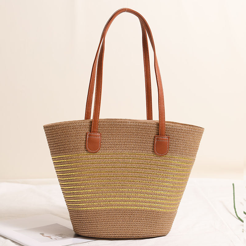 Elegante gewebte Tasche mit Lederakzenten Skanto