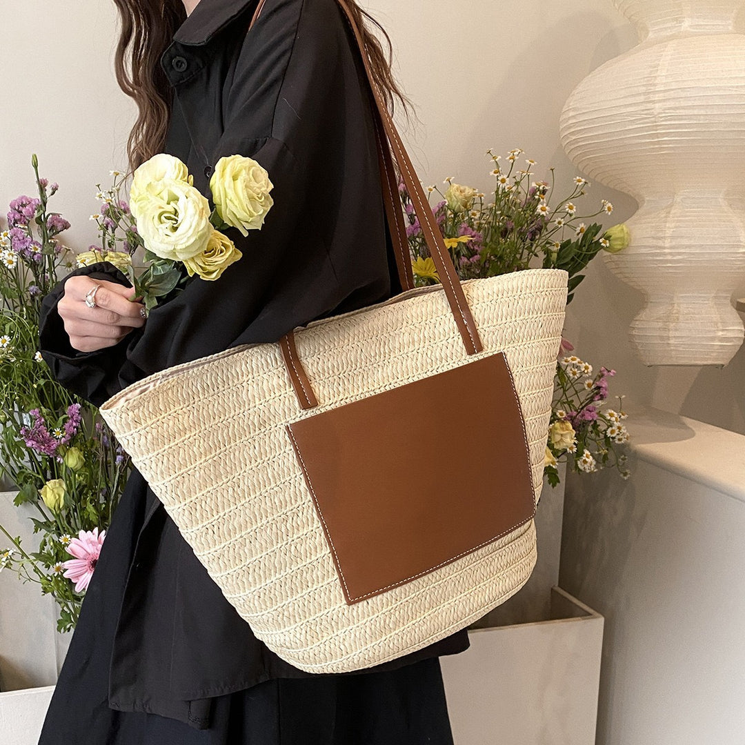 Trendige Korbtasche mit Lederdetails Skanto