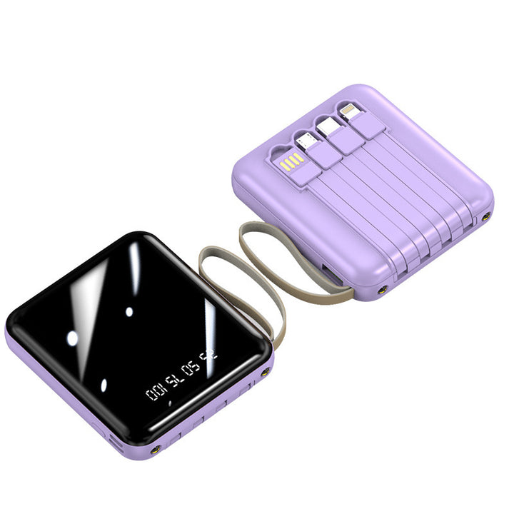 Tragbare Powerbank mit integrierten Kabeln und Digitalanzeige Skanto