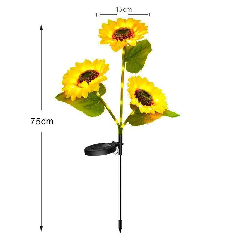 Solarbetriebene Outdoor-Gartensteckerleuchten mit realistischen Sonnenblumen und wasserdichtem Solarregler Skanto