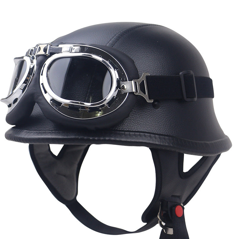 Vintage Carbonfaser Motorradhelm mit Brille Skanto