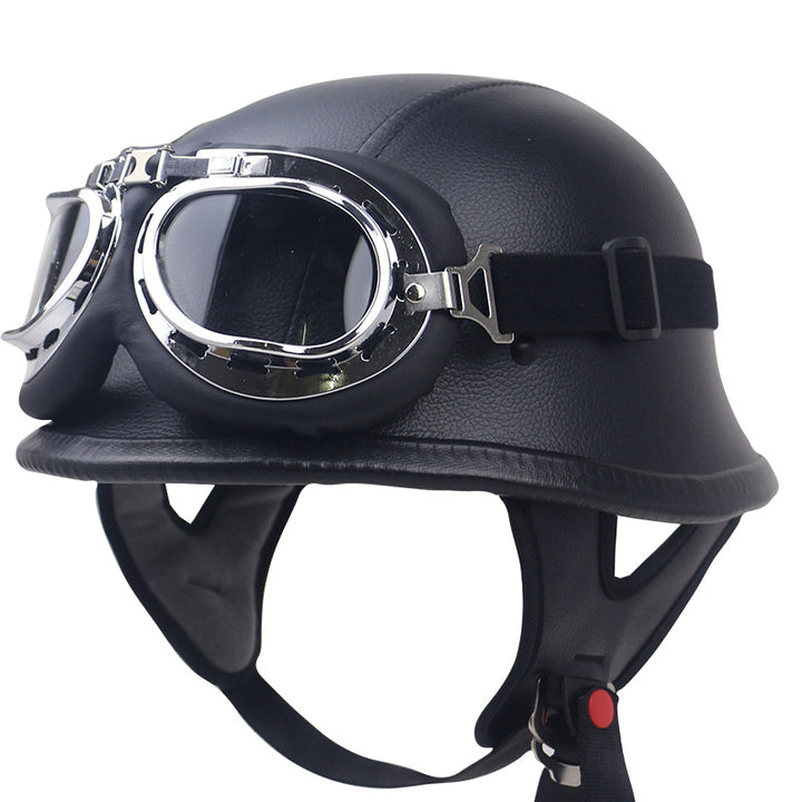 Vintage Carbonfaser Motorradhelm mit Brille Skanto