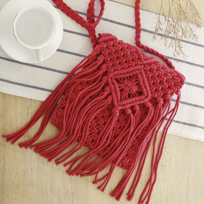 Makramee-Crossover-Tasche mit eleganten Fransen Skanto