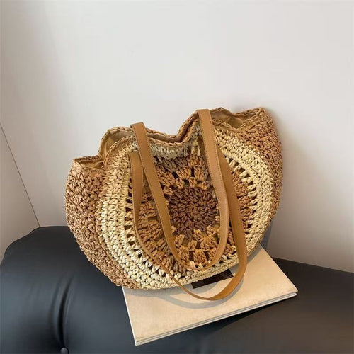 Handgefertigte Korbtasche mit dekorativem Blumenmuster Skanto