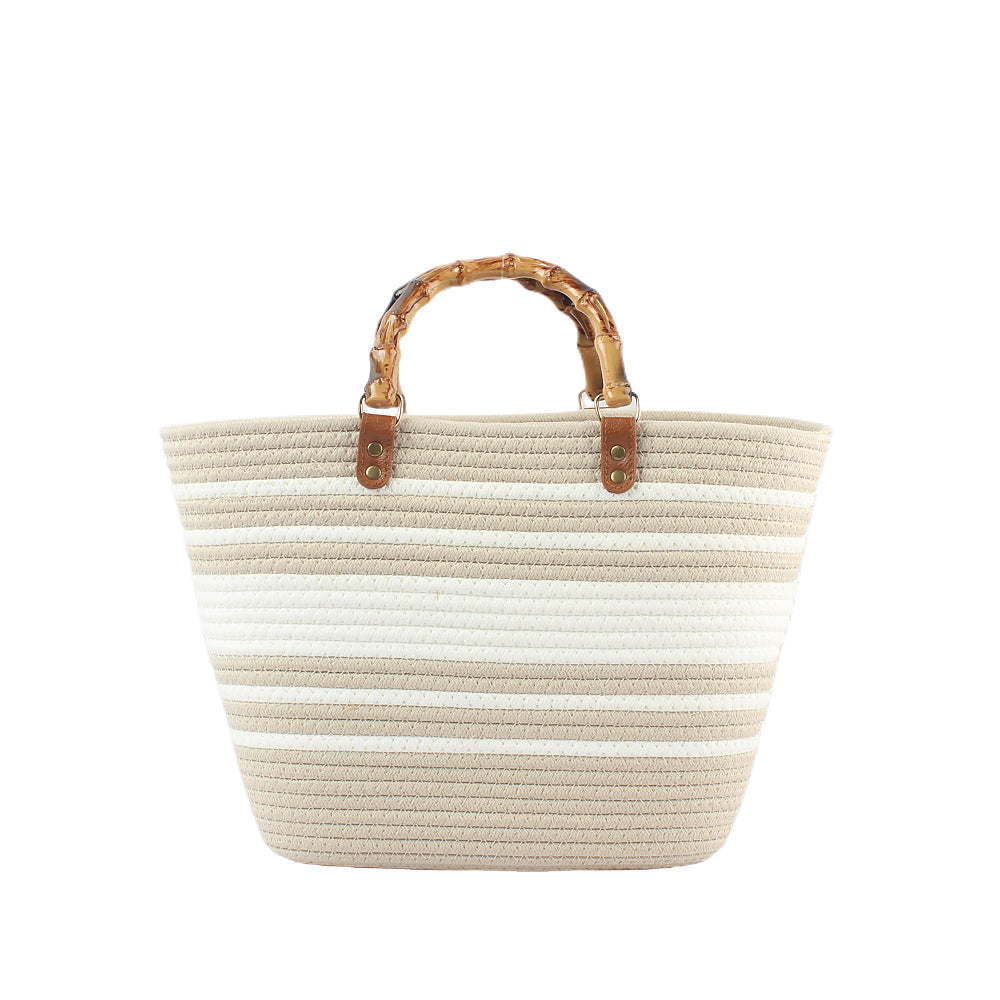 Stylische Strandtasche mit Bambusgriff Skanto