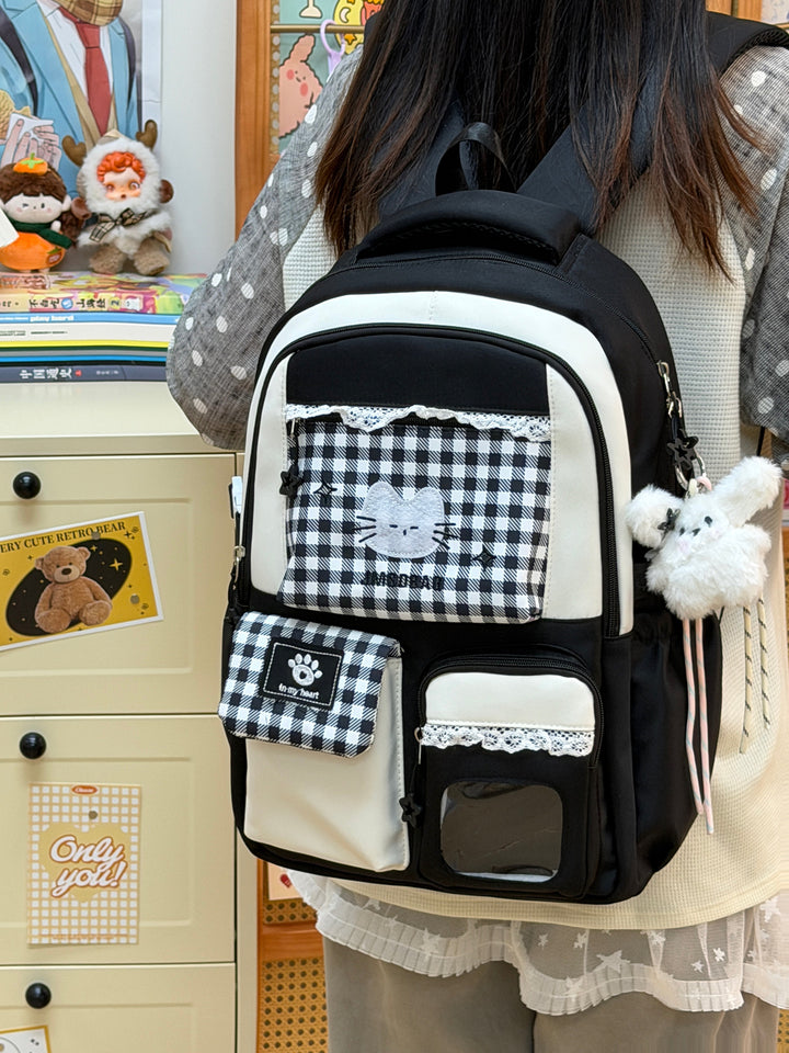 Anime-inspirierter Schulrucksack mit Katzenmotiv