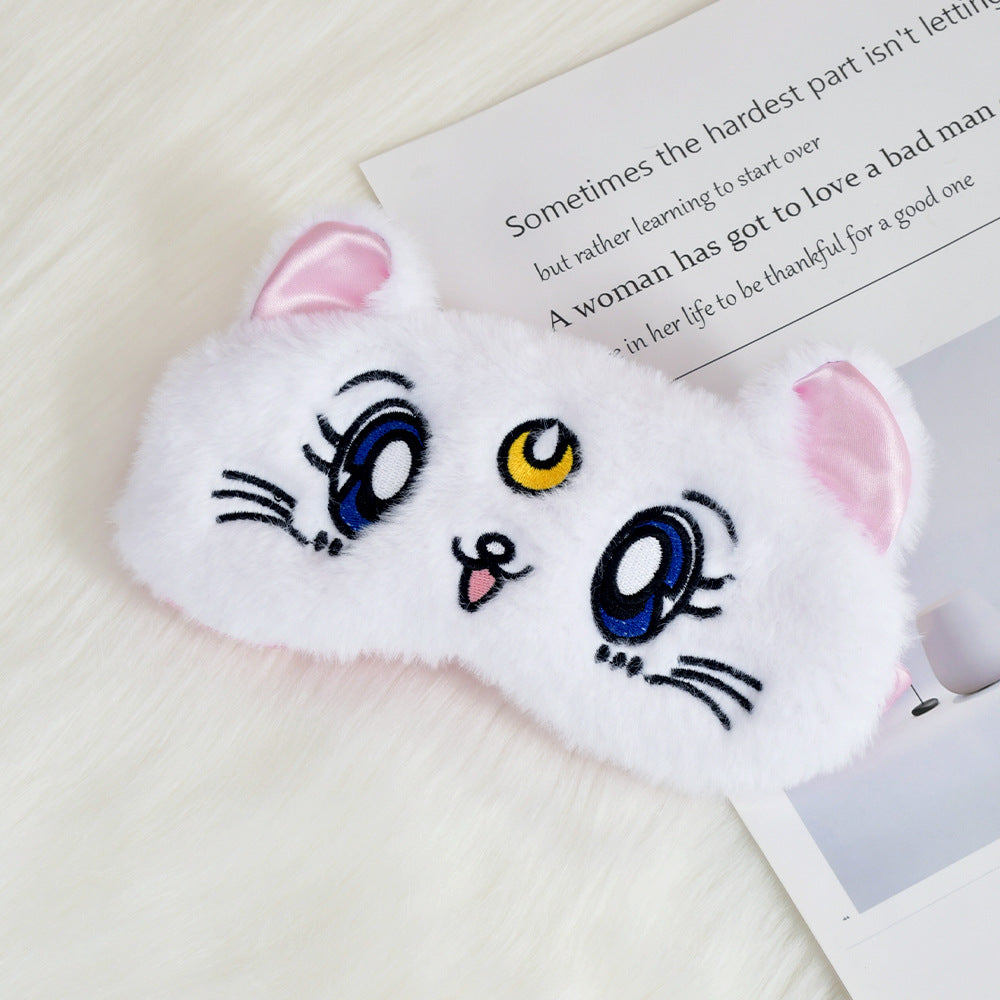 Nan flauschige Schlafmaske für Damen mit besticktem Katzenmotiv und weichem Komfort Skanto