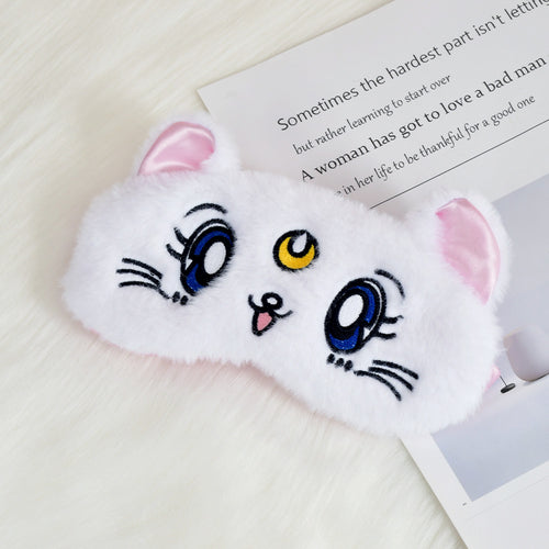 Nan flauschige Schlafmaske für Damen mit besticktem Katzenmotiv und weichem Komfort Skanto
