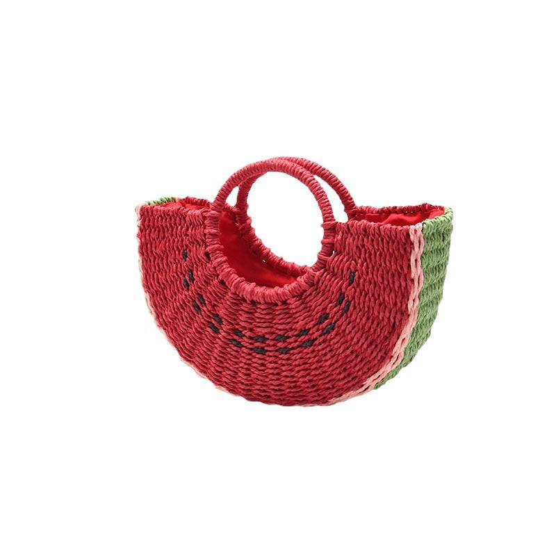 Handgemachte Korbtasche im Wassermelonen-Design Skanto