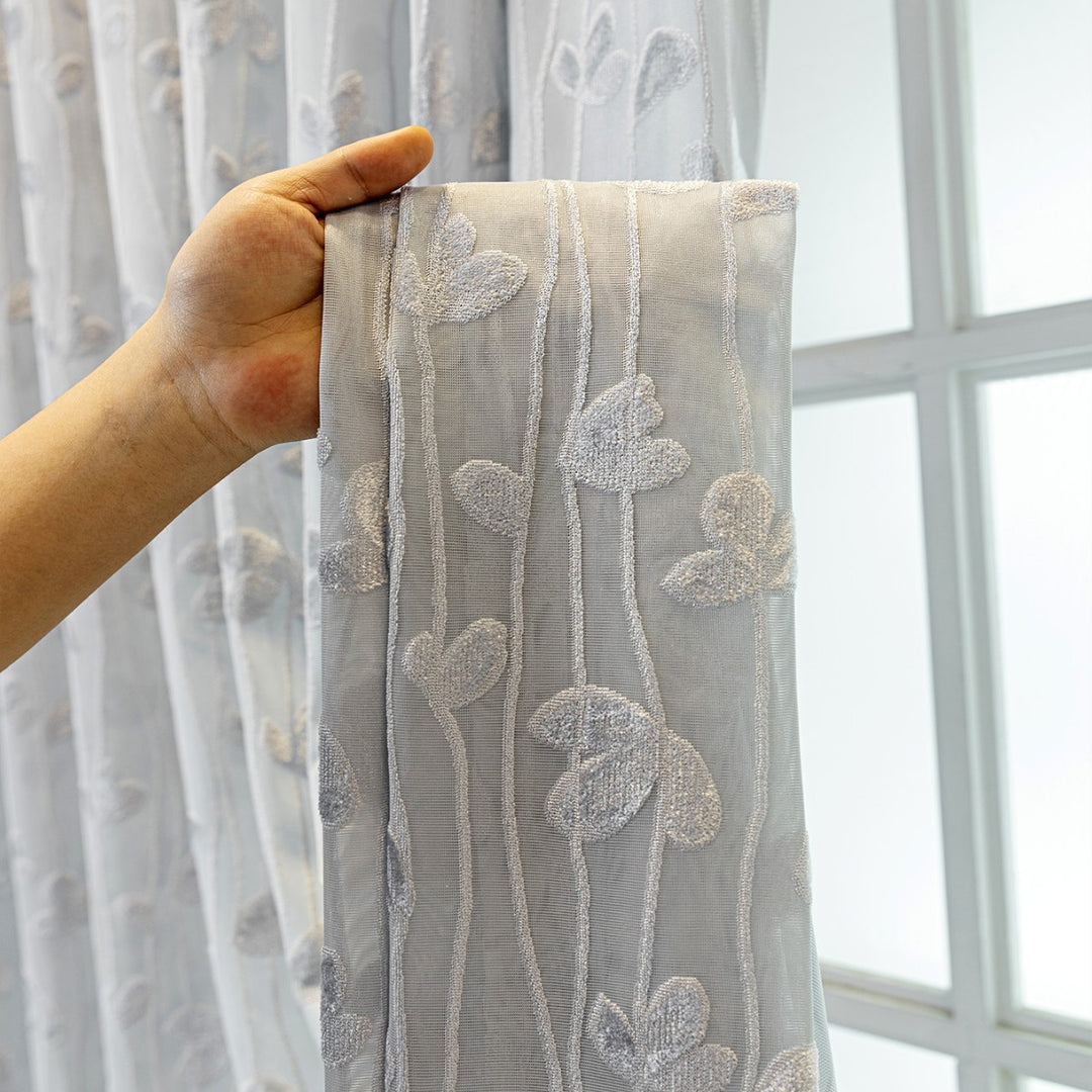 Bestickter transparenter Vorhangschal Skanto