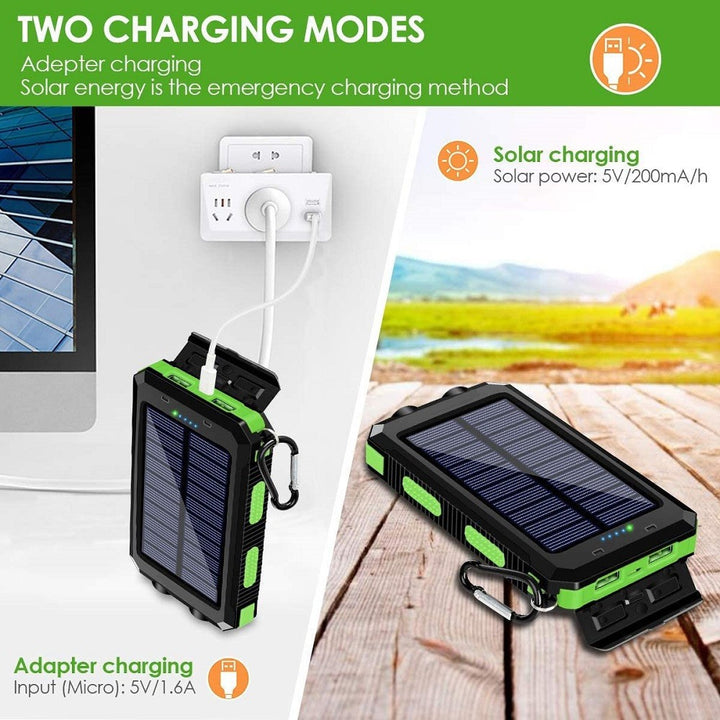 Solar Powerbank mit integriertem LED-Licht und Kompass Skanto