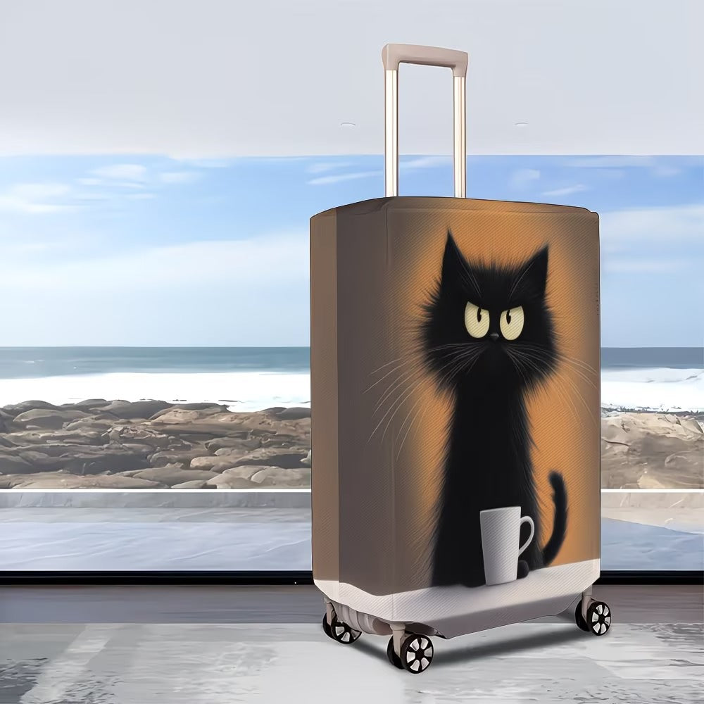 Unisexer nicht-elastischer Kofferbezug mit Cartoon-Katzenmotiv und Tassen-Design, strapazierfähiger Reisekofferschutz Skanto