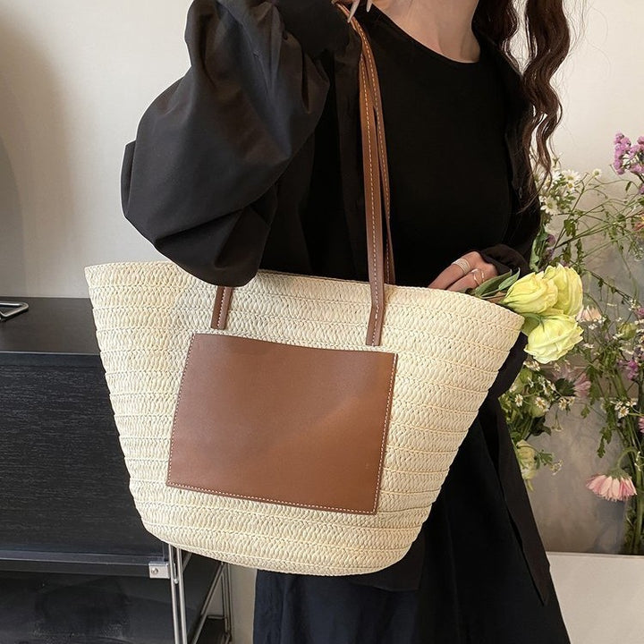 Trendige Korbtasche mit Lederdetails Skanto
