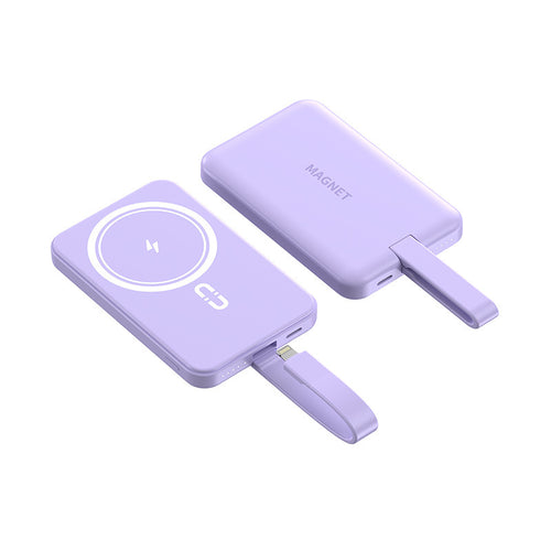 Magnetische Powerbank mit kabellosem Laden und integriertem Kabelsystem Skanto