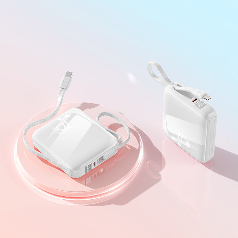 Tragbare Powerbank mit integriertem Digitaldisplay und multifunktionalem Ladekabel Skanto