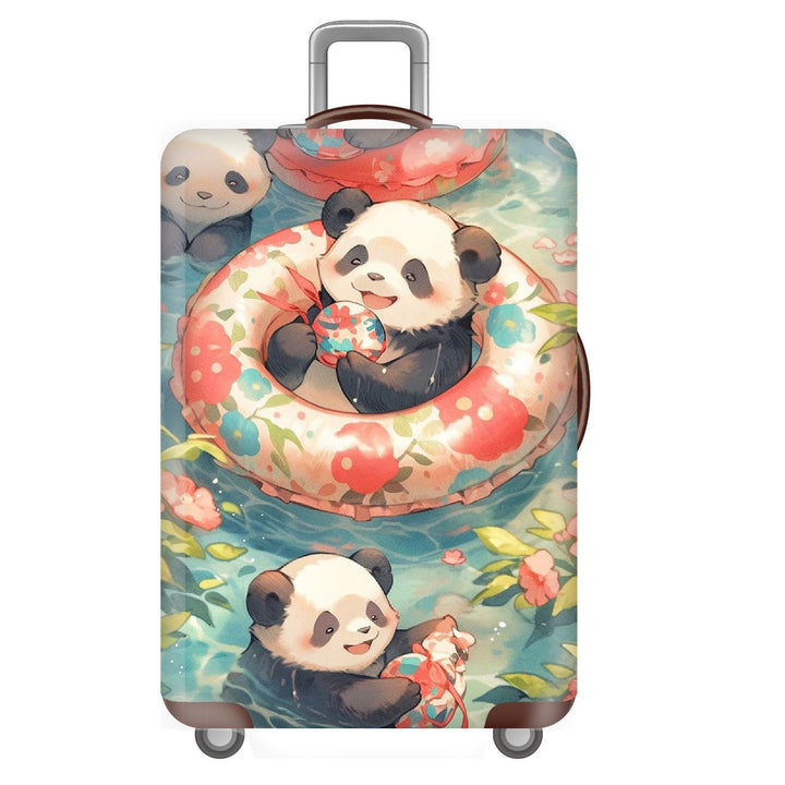 Unisexer nicht-elastischer Kofferbezug für Hartschalen-Trolley mit niedlichem Panda-Motiv, elastische Schutzhülle mit Griff- und Radausschnitten Skanto