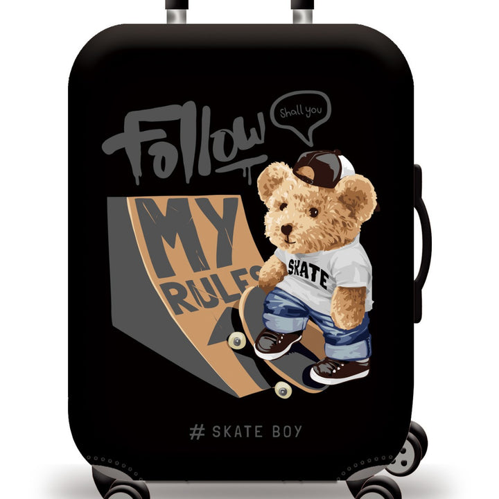 Skanto Unisex Kinder-Trolley-Koffer mit niedlichem Teddybär-Design, Hartschale, Teleskopgriff und vier drehbaren Rollen Skanto