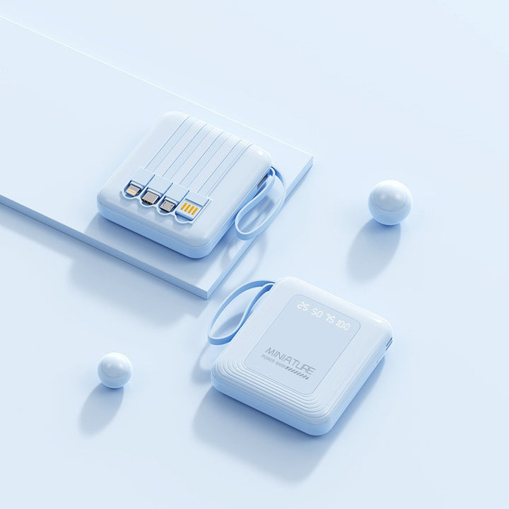 Schlanke Powerbank mit integrierten Kabeln Skanto