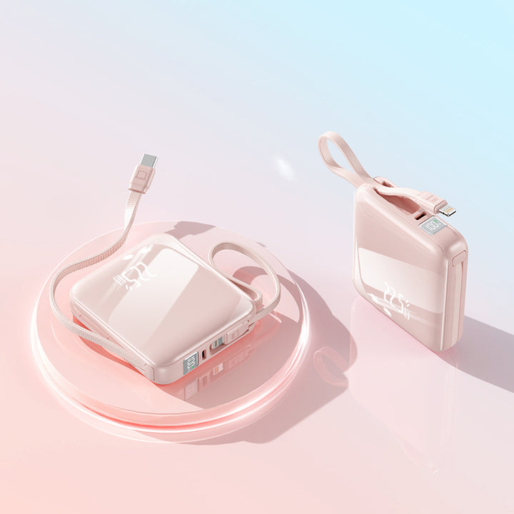 Tragbare Powerbank mit integriertem Digitaldisplay und multifunktionalem Ladekabel Skanto