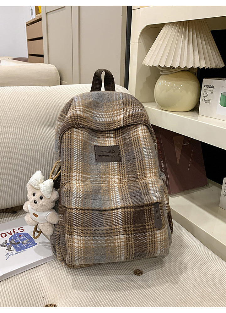 Gemütlicher Karierter Schulrucksack