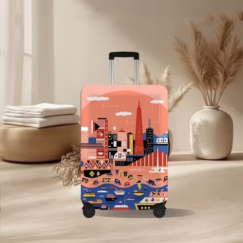 Unisex nicht-elastische Kofferhülle mit vulkanischem Lavamarmor-Design, elastischer Schutzhülle für Trolley Skanto
