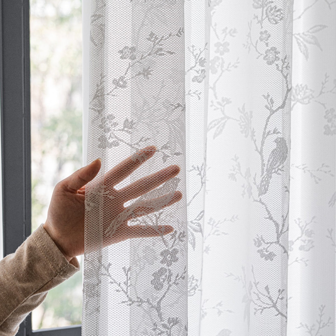 WoLace Bestickter transparenter Vorhang Skanto